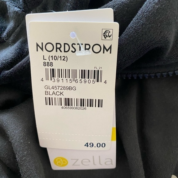 Zella Black Velour Zip Up Hoodie New Size Large - Picture 7 of 7